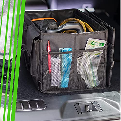 Sulfar Alloy Steel Car Organizer - Collapsible, Multi-Compartment Automotive Suv Trunk Organizer For Storage W/Adjustable Straps - Truck & Car Accessories For Women And Men - Black, Automobiles - Image 2