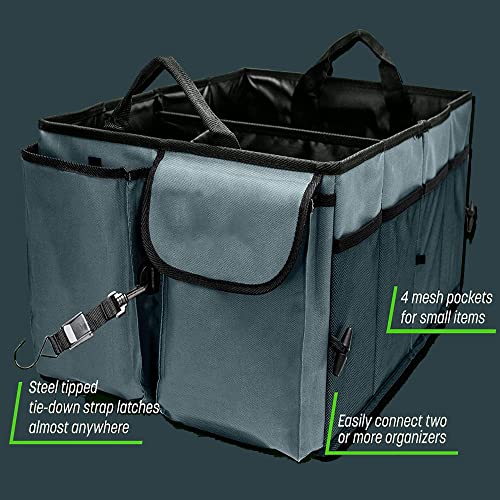 Sulfar Alloy Steel Car Organizer - Collapsible, Multi-Compartment Automotive Suv Trunk Organizer For Storage W/Adjustable Straps - Truck & Car Accessories For Women And Men - Black, Automobiles - Image 3