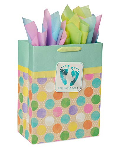 American Greetings 13 Large Bag with Tissue Paper Tiny Toes 1 Bag 8Sheets
