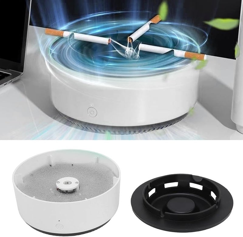 Smart Ashtray Self Extinguishing Multifunctional Negative Ion Air Purifier White Black - Image 2