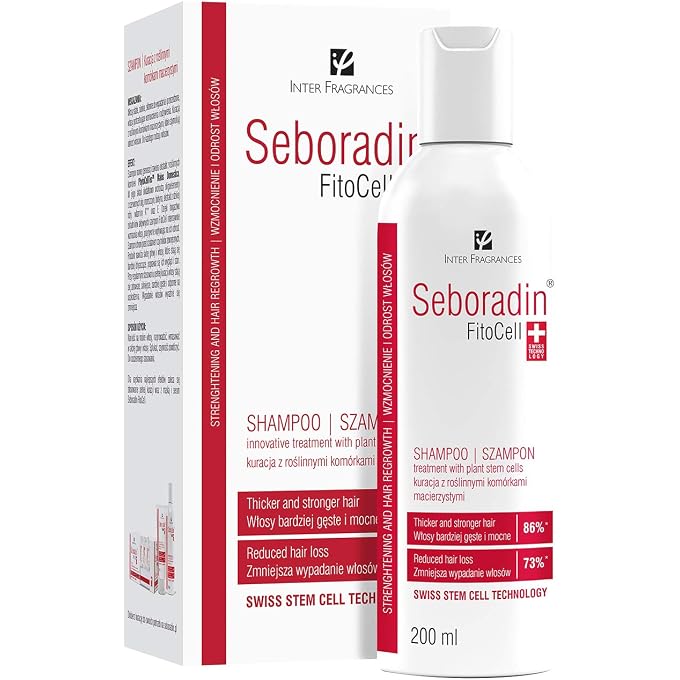 Seboradin Hair Loss and Regrowth Fitocell Shampoo with Swiss Technology Stem Cells Phytocelltec Malus Domestica and Biotin, for Men and Women, 200 ml - Image 1