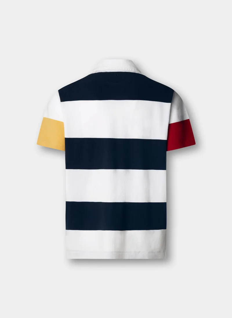 Hackett Classic Fit Short Sleeve Stripe Rugby Shirt
