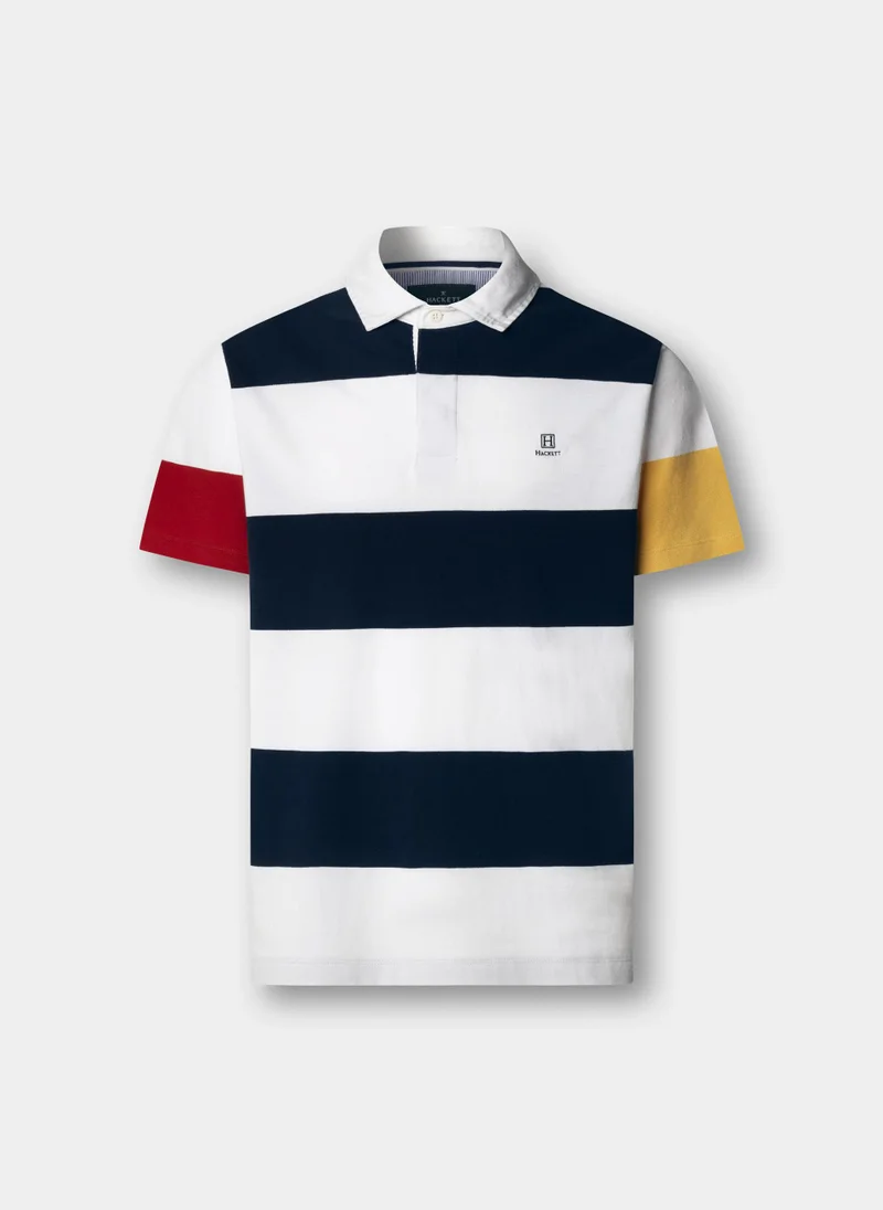 Hackett Classic Fit Short Sleeve Stripe Rugby Shirt