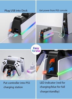 HEROCKX PS5 Controller Charger  PS5 Charging Station Fast Charging PS5 with LED Light Game Controller Dual Charging Double Stand Charging Dock  - Image 2
