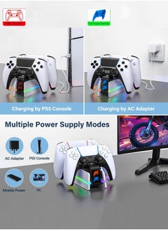 HEROCKX PS5 Controller Charger  PS5 Charging Station Fast Charging PS5 with LED Light Game Controller Dual Charging Double Stand Charging Dock  - Image 4