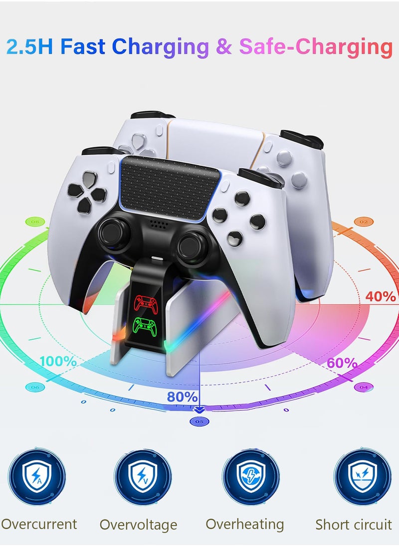 PlayStation 5 DualSense Wired Charging Station PS5 Controller Charger  PS5 Charging Station Fast Charging PS5 with LED Light Game Controller Dual Charging Double Stand Charging Dock