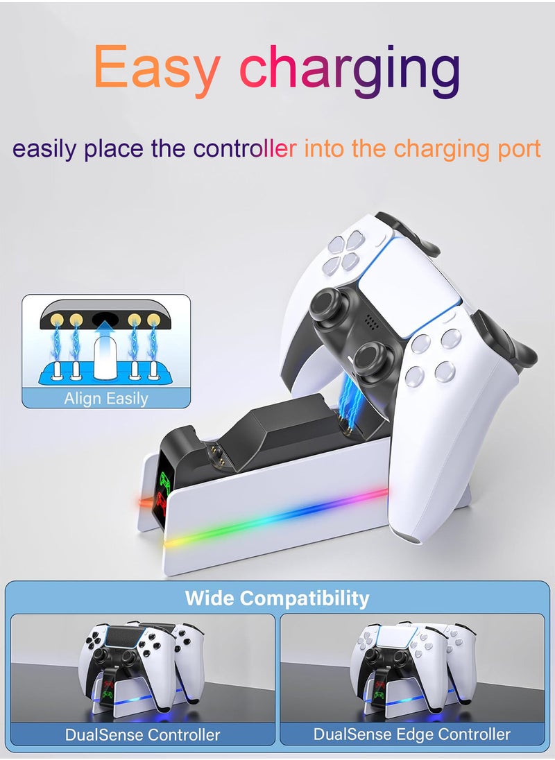 PlayStation 5 DualSense Wired Charging Station PS5 Controller Charger  PS5 Charging Station Fast Charging PS5 with LED Light Game Controller Dual Charging Double Stand Charging Dock