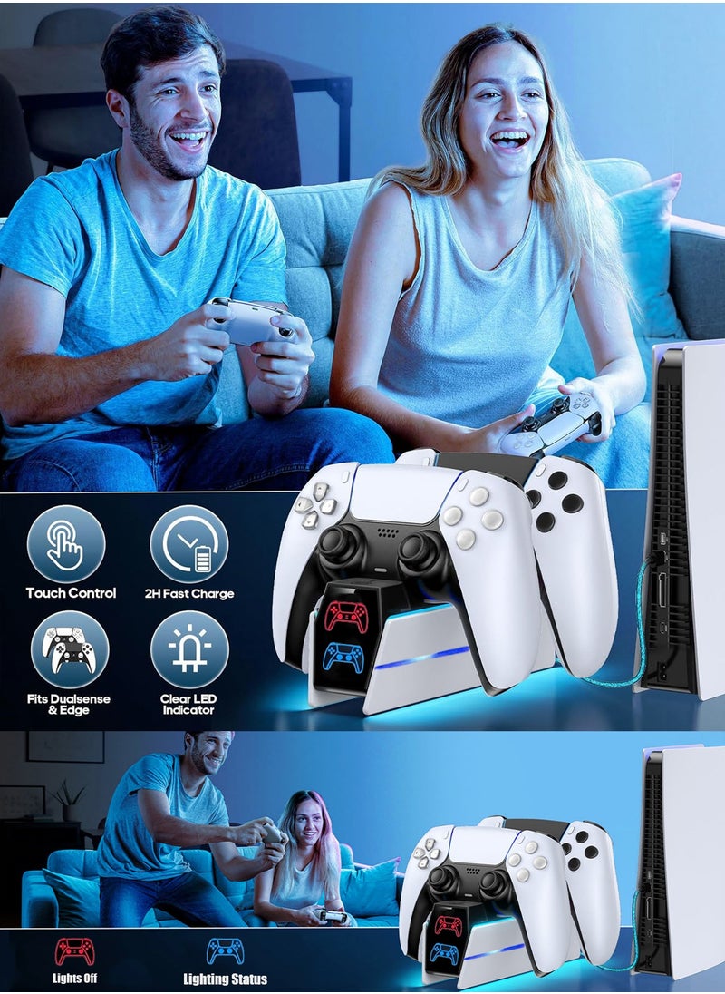 PlayStation 5 DualSense Wired Charging Station PS5 Controller Charger  PS5 Charging Station Fast Charging PS5 with LED Light Game Controller Dual Charging Double Stand Charging Dock