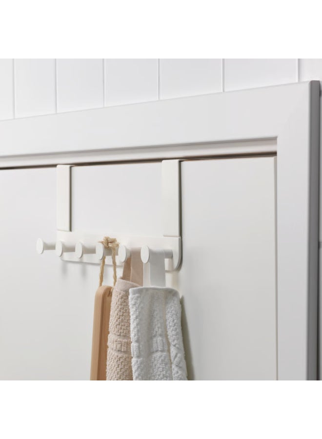 Over Door Hanger, Door-Mounted Towel and Robe Hooks, No-Drill Door Hanger for Bathrobes, Towels, Bags and Accessories, Space-Saving Bathroom and Home Storage Organizer (White) - Image 2