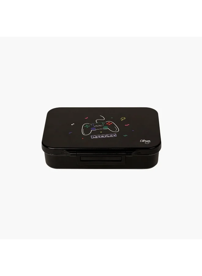 Citron Lunch Box-Gaming-700Ml-4 Cmprt-Rectangle (Tritan) Black \ 16.5X21X5