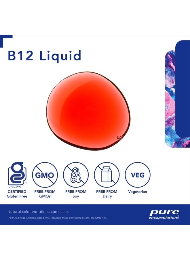 Pure Encapsulations - B12 Liquid | 1,000 mcg Vitamin B12 (Methylcobalamin) Supplement to Support Nerves, Immune Health, Energy, and Cognitive Function* | 1 fl. oz. - Image 1