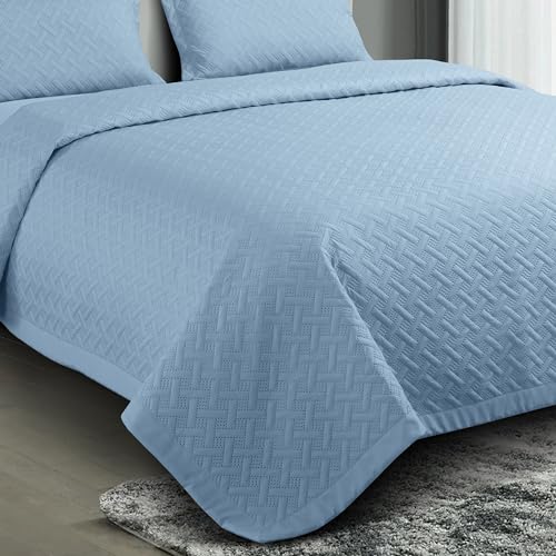 Nirwana Decor BedBliss Ultrasonic 280 TC All Season Supersoft King Size Bedding Set/bedcover/Rajaai Quilted Set with 2 Pillow Covers, 150 GSM (90x100 inches, Steel Blue) - Image 3