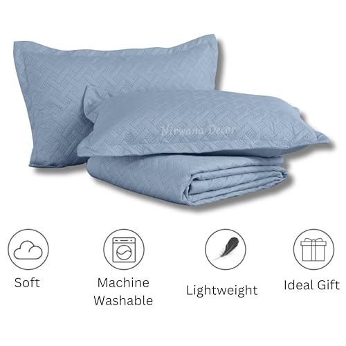 Nirwana Decor BedBliss Ultrasonic 280 TC All Season Supersoft King Size Bedding Set/bedcover/Rajaai Quilted Set with 2 Pillow Covers, 150 GSM (90x100 inches, Steel Blue) - Image 5