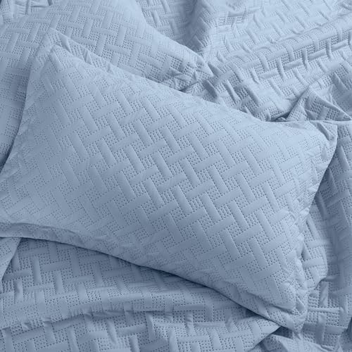 Nirwana Decor BedBliss Ultrasonic 280 TC All Season Supersoft King Size Bedding Set/bedcover/Rajaai Quilted Set with 2 Pillow Covers, 150 GSM (90x100 inches, Steel Blue) - Image 2