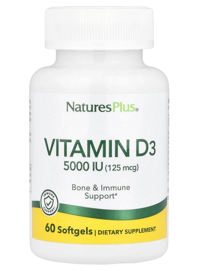 NaturesPlus Vitamin D3 125 mcg (5000 IU) 60 Softgels 