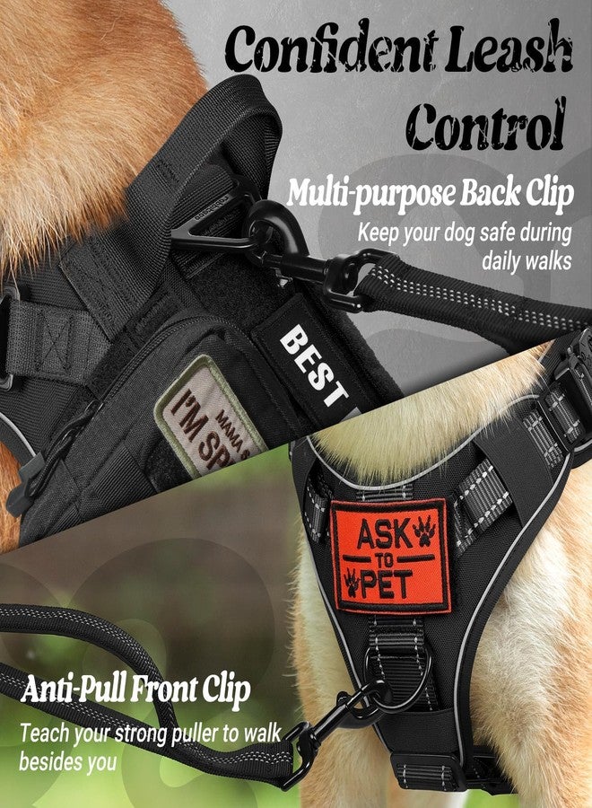 رابيتجو حزام كلاب تكتيكي مُطوّر من رابيت جو للكلاب الكبيرة، حزام عاكس شديد التحمل للحيوانات الأليفة مع مقبض، سترة خدمة مانعة للشد، سترة عسكرية قابلة للتعديل للتدريب والصيد والمشي، أسود، مقاس XL - Image 5