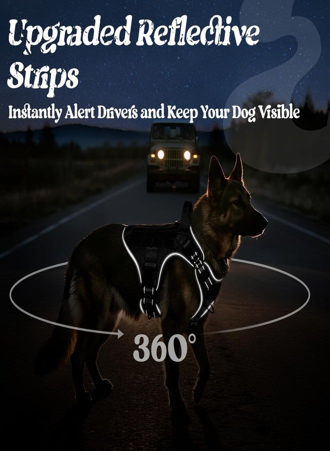 رابيتجو حزام كلاب تكتيكي مُطوّر من رابيت جو للكلاب الكبيرة، حزام عاكس شديد التحمل للحيوانات الأليفة مع مقبض، سترة خدمة مانعة للشد، سترة عسكرية قابلة للتعديل للتدريب والصيد والمشي، أسود، مقاس XL - Image 2