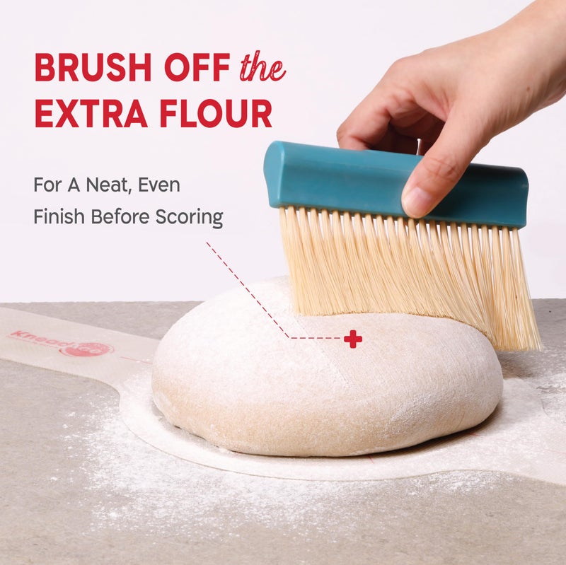 KneadAce Dough Scraper & Bakerâ€™s Brush.Stainless Steel Bench Scraper & Flour Cleaning Brush. Kitchen Tool for Pastry, Sourdough and Baking Prep Bread Dough Cutter, Gift For Bakers (Gray/Turquoise) - Image 4