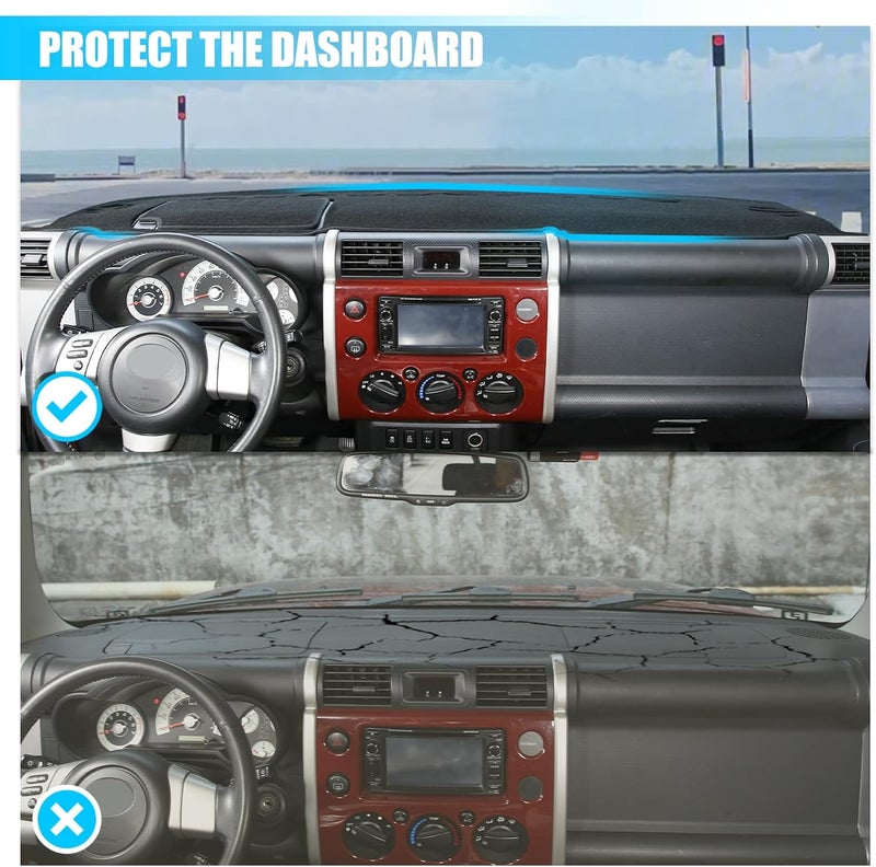 LLKUANG for Toyota FJ Cruiser 2007-2021 Terylene Carpet Dashmat Dash Mat,Car Dashboard Cover Sun Shade Pad,Anti-Slip Dash Board Accessories(Left Hand Drive) - Image 2