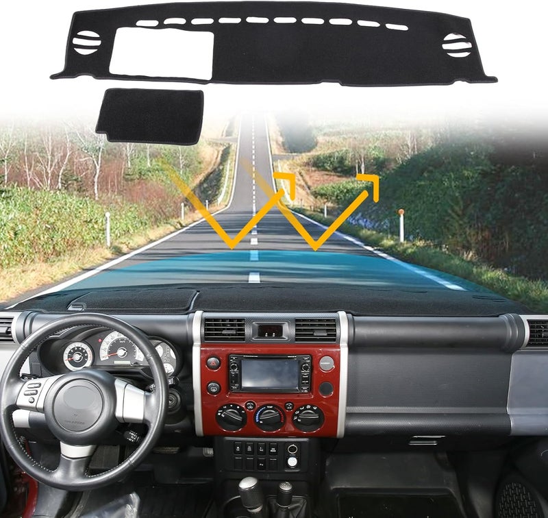 LLKUANG for Toyota FJ Cruiser 2007-2021 Terylene Carpet Dashmat Dash Mat,Car Dashboard Cover Sun Shade Pad,Anti-Slip Dash Board Accessories(Left Hand Drive) - Image 1