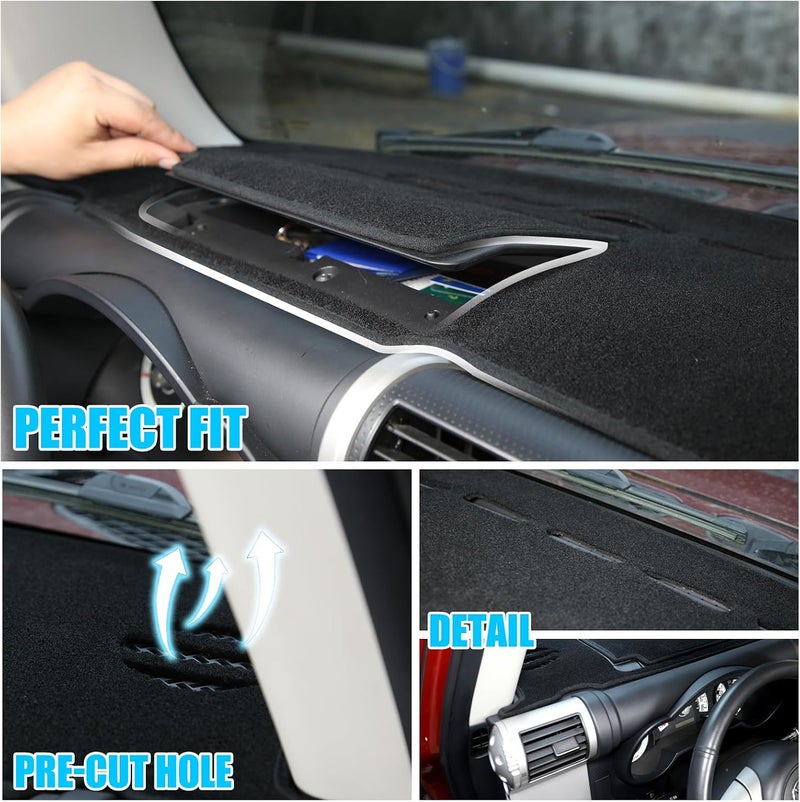 LLKUANG for Toyota FJ Cruiser 2007-2021 Terylene Carpet Dashmat Dash Mat,Car Dashboard Cover Sun Shade Pad,Anti-Slip Dash Board Accessories(Left Hand Drive) - Image 3