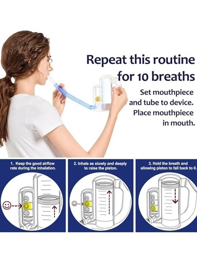 Spirometer Respiratory Breathing Exercise Device for Lungs, Deep Breathing Trainer for Adults - 5000ml Volume Measurement with Flow Rate Indicator - Image 2