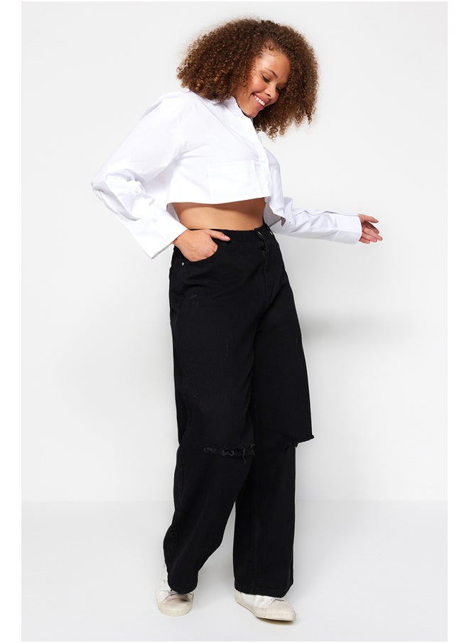 trendyol - Black High Waist Wide Leg Ripped Jeans TBBSS22JE00006 - Image 1