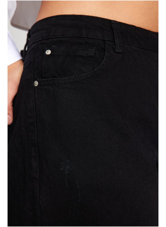 trendyol - Black High Waist Wide Leg Ripped Jeans TBBSS22JE00006 - Image 1