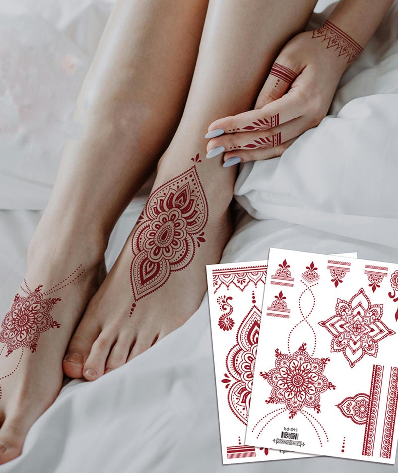 NUDFSY 6Pcs Mehndi Stickers for Hands Arabic, Hand Tattoo, Waterproof Body Sticker for Women - Image 4
