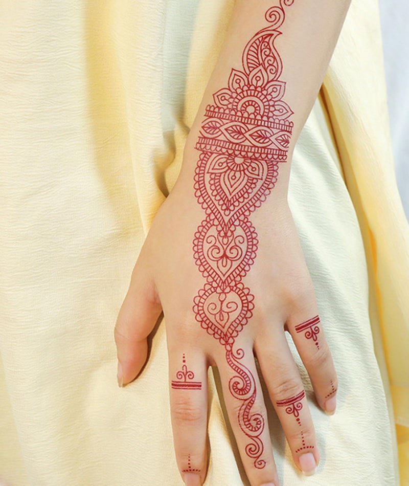 NUDFSY 6Pcs Mehndi Stickers for Hands Arabic, Hand Tattoo, Waterproof Body Sticker for Women - Image 5