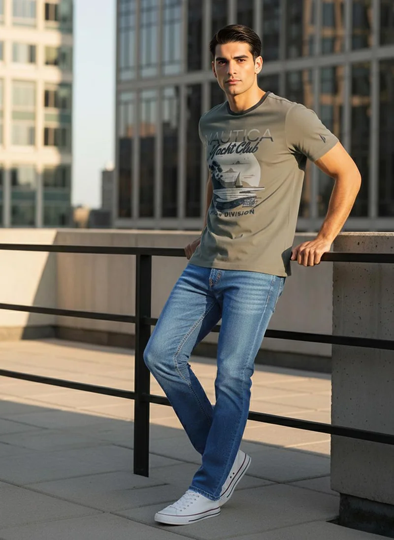 Nautica  Men Regular Fit Short Sleeve Graphic T-Shirt for Everyday Casual Wear-Blue for Men | Best Price UAE