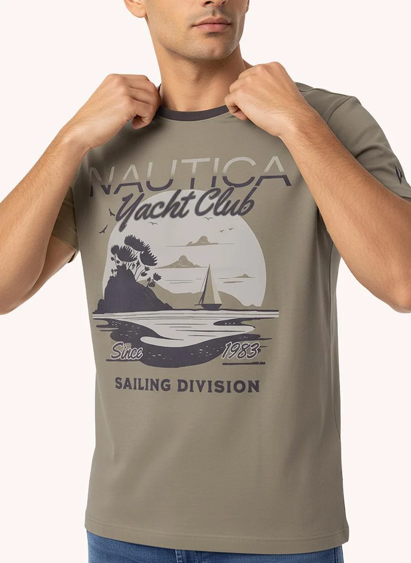 Nautica  Men Regular Fit Short Sleeve Graphic T-Shirt for Everyday Casual Wear-Blue for Men | Best Price UAE