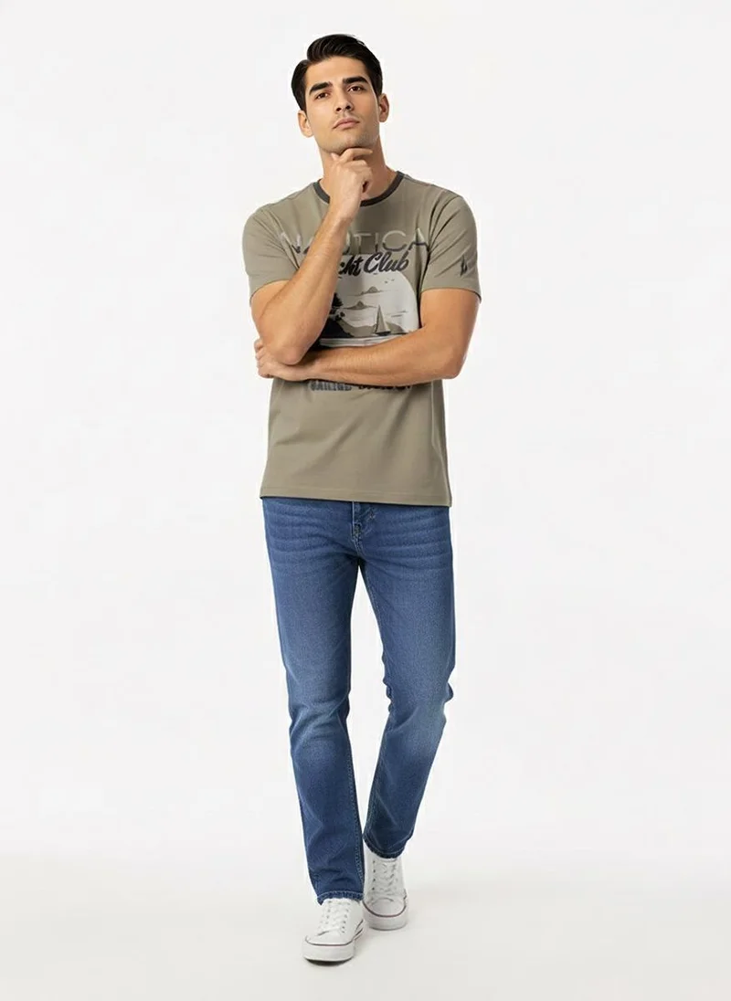 Nautica  Men Regular Fit Short Sleeve Graphic T-Shirt for Everyday Casual Wear-Blue for Men | Best Price UAE