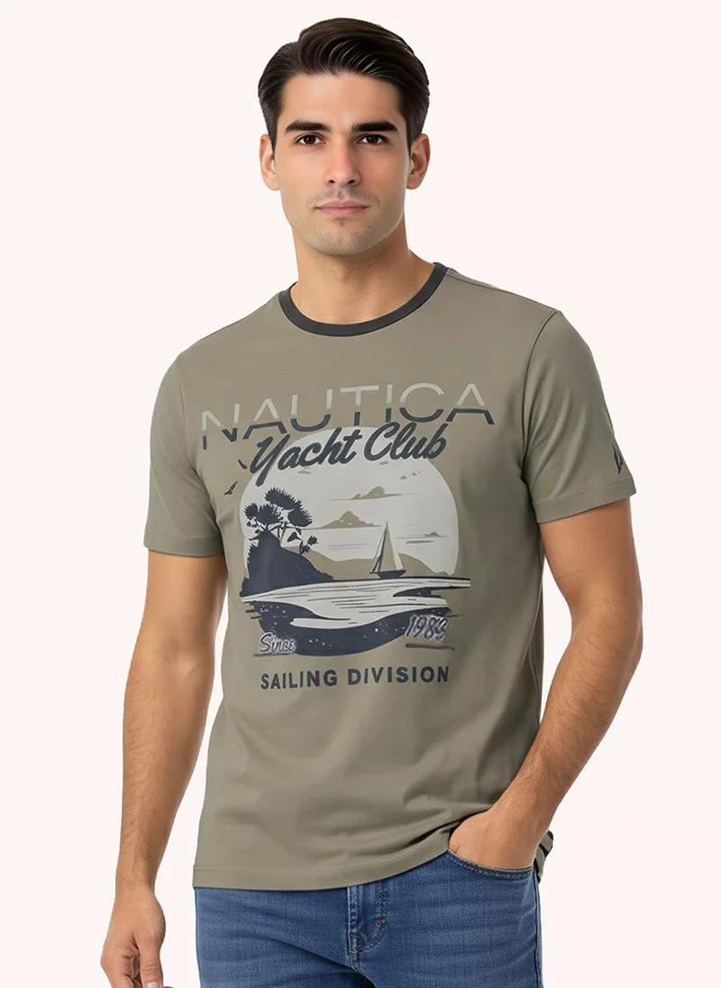 Nautica Men Regular Fit Short Sleeve Graphic T-Shirt for Everyday Casual Wear-Blue