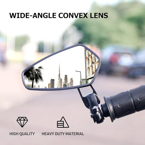0TO6 CNC Aluminium 7/8" Universal Motorbike Motorcycle Handle Bar End Rearview Side Mirror for All Bikes and Motorcycle, BLACK Pentagonal - Image 5