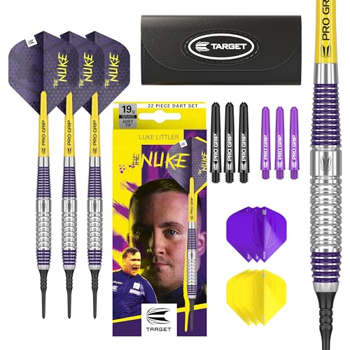 Target Darts Luke Littler Brass Soft Tip Darts Set – 19G Pixel Tip Dart, The Nuke Player Edition Dart Set, Dart Flights, Shafts & Dart Case Included | Professional Dart Accessories - Image 1