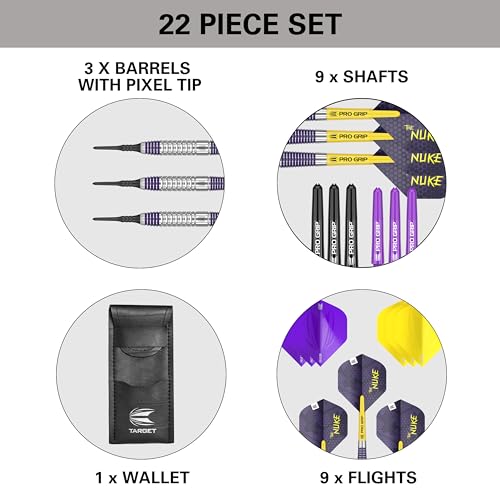 Target Darts Luke Littler Brass Soft Tip Darts Set – 19G Pixel Tip Dart, The Nuke Player Edition Dart Set, Dart Flights, Shafts & Dart Case Included | Professional Dart Accessories - Image 5