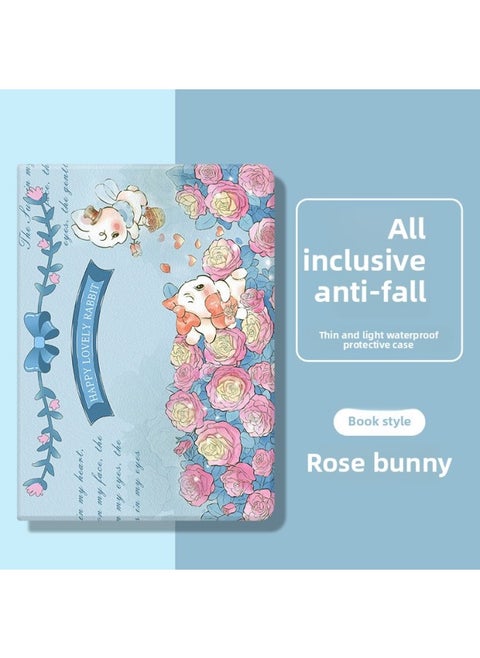 Ipad2022 For Apple Tablet Case For Ipad9 Generation 10.2 Inch Full Package Air1/2 Silicone Pro2021-Color:Rose Rabbit-Applicable Model:iPad Pro(10.5 Inches)