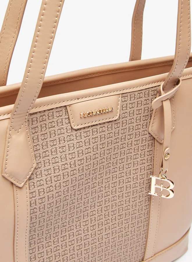 Flora Bella By Shoexpress Women Monogram Print Tote Bag with Zip Closure and Double Handle