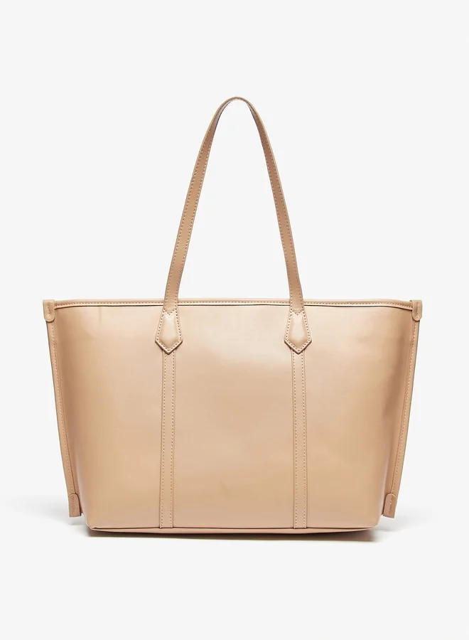 Flora Bella By Shoexpress Women Monogram Print Tote Bag with Zip Closure and Double Handle