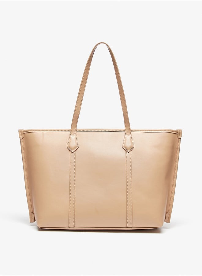 Flora Bella By Shoexpress Women Monogram Print Tote Bag with Zip Closure and Double Handle  - Image 4