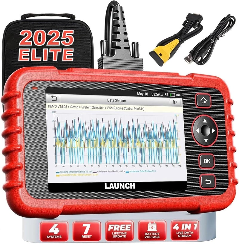 LAUNCH OBD2 Scanner CRP123X V20 2025 Lifetime Free Update Diagnostic Scan Tool Car Check Engine Code Reader with OilBrakeSASBMSDPFABS BleedingThrottle Reset FCA SGW Auto VIN Battery Test