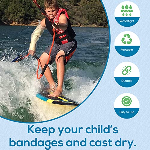 AquaShield Reusable Waterproof Cast Cover for Child Small Full Arm (A26) - Pool, Shower, & Bath Safe, Skin-Friendly Bandage Protector for Hand, Wrist, Elbow & Arm - Made in USA - Image 2