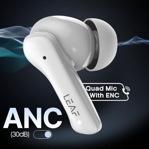 Leaf Buds X614 True Wireless ANC in Ear Earbuds with Ai Sound App,Active Noise Cancellation,Transparency Mode,30H Playtime,Quad Mic Enc,40Ms Low Latency,13Mm Driver,Ipx5,Bluetooth V5.3(Pure White) - Image 3