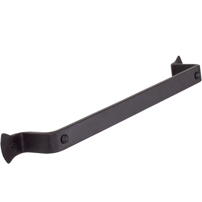 MATTE BLACK HAND TOWEL HOLDER FOR BATHROOM HANDCRAFTED FARMHOUSE WROUGHT IRON METAL KITCHEN BAR SMALL HAND TOWEL BAR HANGER FOR HOME OR OFFICE WALL MOUNTED RACK FITS 10 TOWELS