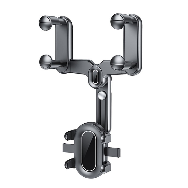 Car Phone Holder Mount: 360° Rotatable Retractable Arm, Stable Antishake Four-axis Locking, Easy Quick Take Place, Black Style 1 for 4-7 Inch Smartphones Car Rearview Mirror Use - Image 1