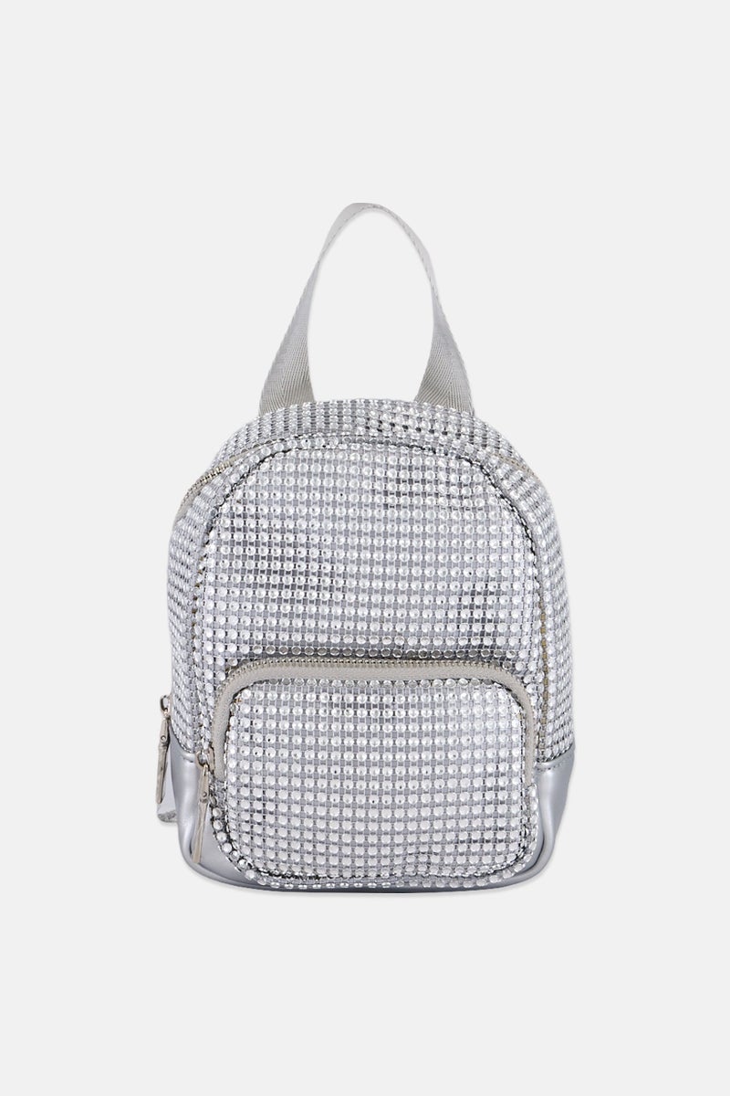 Urban Expressions Women Textured Cross Body Bag 14 L x 20 H x 10 W cm, Silver - Image 1