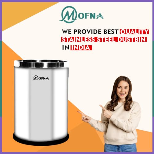 Mofna Stainless Steel Solid Open Dustbin/Stainless Steel Garbage Bin/Medium and Large/ - 11 Litre (8"X12") + 18 Litre (10'' X 14'')- Set of 2 Pcs - Image 5