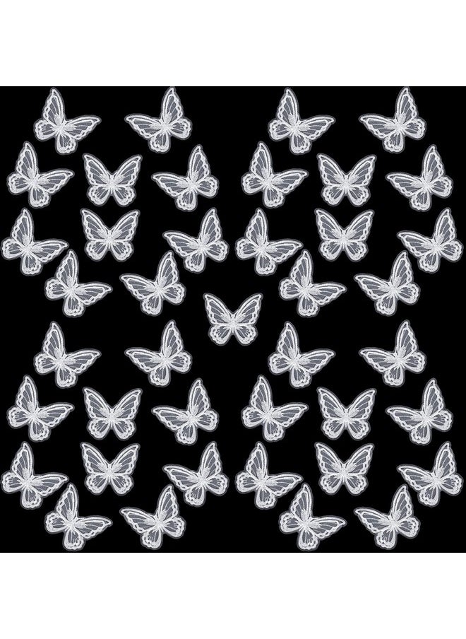 Chengu - 40 Pcs Butterfly Lace Trim Double Layers Organza Butterfly Fabric Embroidery Butterfly Patches Wedding Bridal Dress Embroidered Appliques For Sewing Craft Diy Clothes Hair Accessories Party - Image 1
