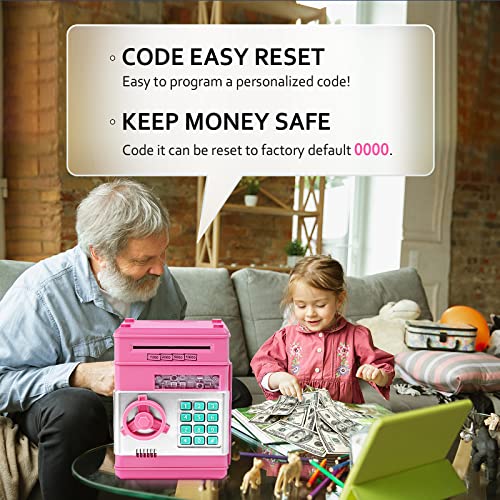 Vcertcpl Piggy Bank for Boys Girls Vcertcpl ATM Coin Bank Money Saving Box with Password Kids Safe Money Jar with Auto Grab Bill Slot Birthday Gifts Toys Bank for 6 7 8 9 10 11 12 Year Old Girls Boys - Image 5